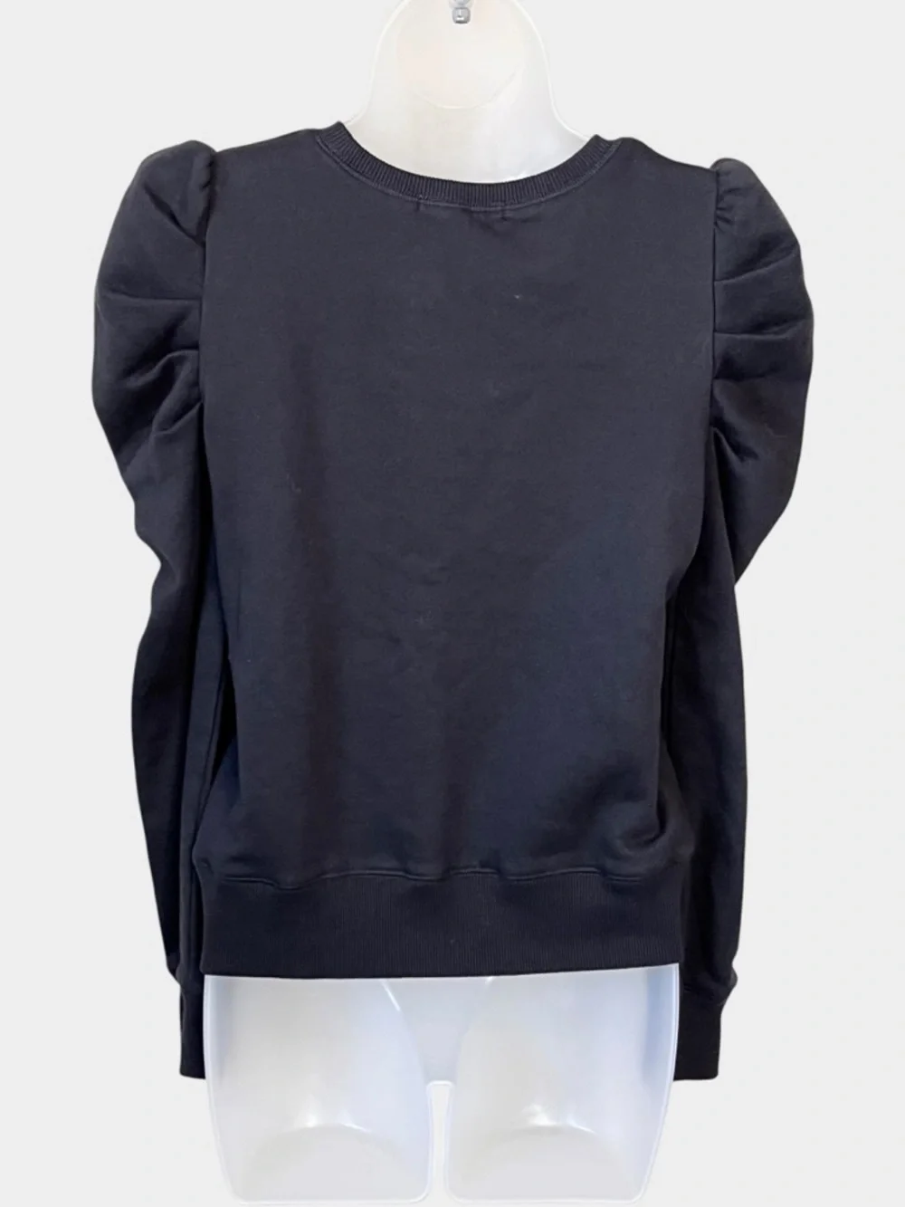 REBECCA MINKOFF Janine Puff Sleeve Sweatshirt Black Size XS Cotton Blend - Picture 3 of 5